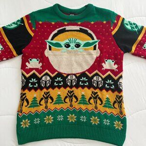 Baby Yoda | Grogu | Mandalorian | Star Wars | Knitted Holiday Sweater (Medium)
